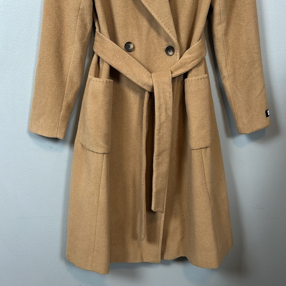 Dkny Wool Blend Double Breasted Single Button Belted Tan Midi Coat size S - Picture 4 of 16